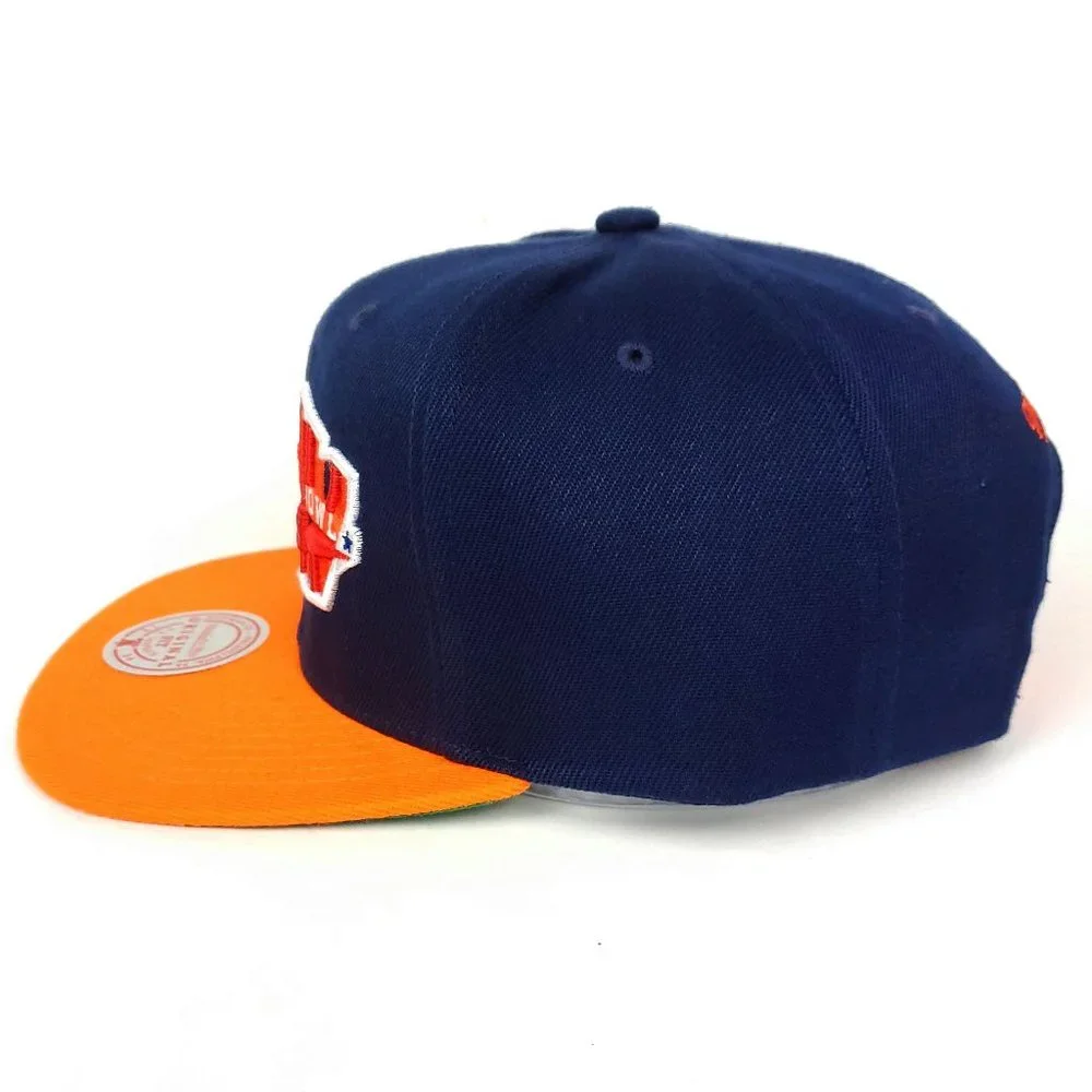 Super Bowl XLIV Mitchell‎ & Ness NFL Snapback Hat 3D Logo Navy Orange Cap NWT